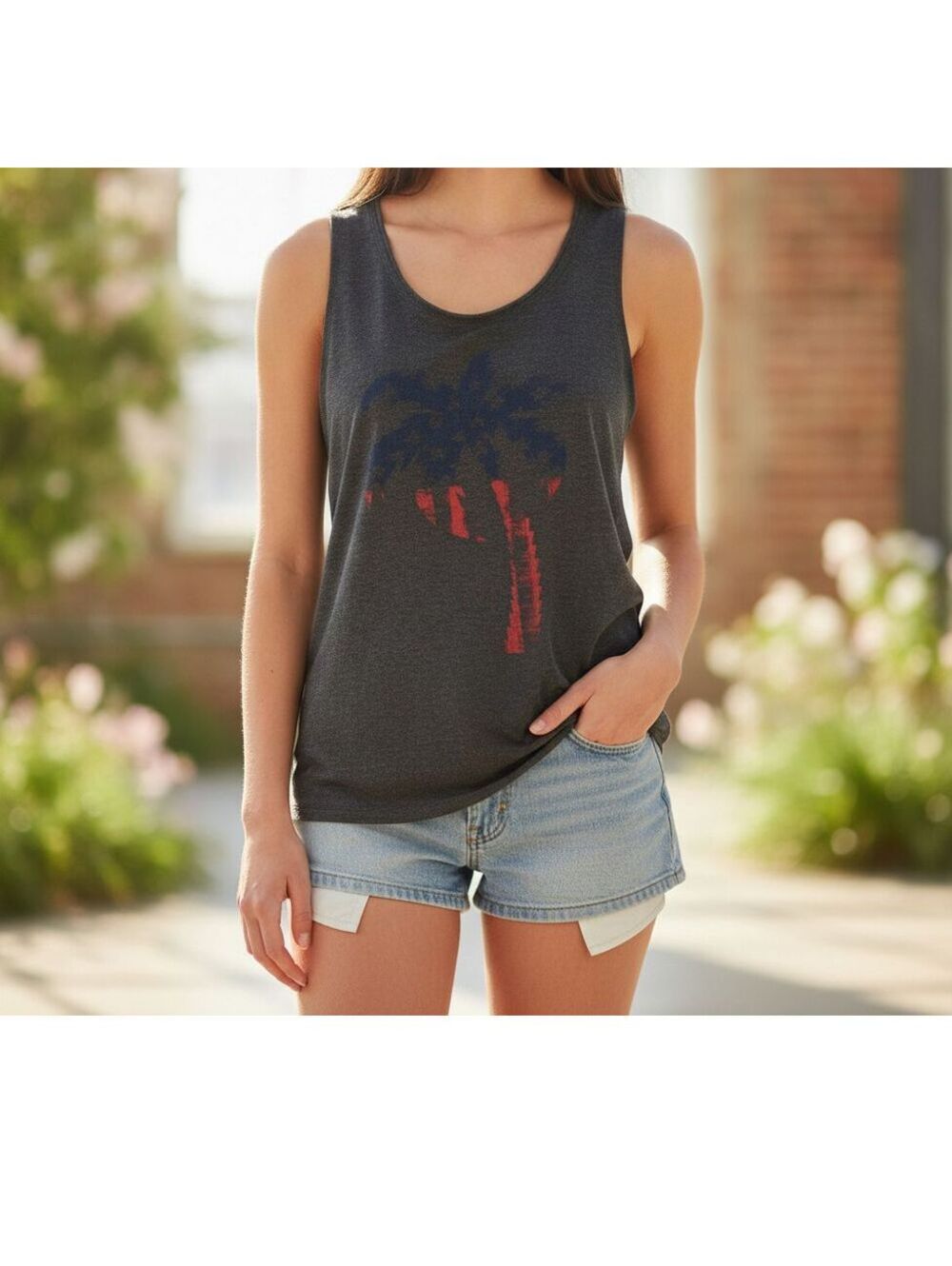 Zutter | Sz M | Tank Top with Palm Tree Design